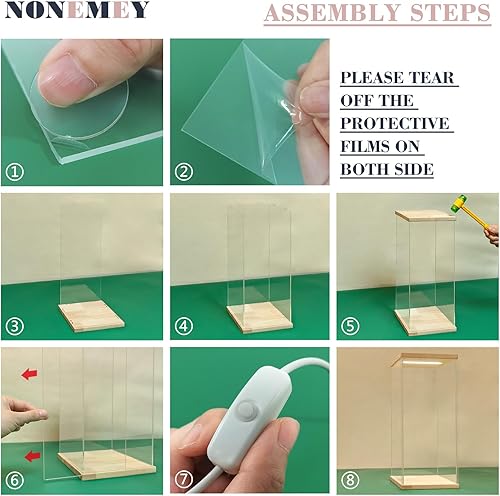 Miniatura 7 de NONEMEY Vitrina de acrílico con luz LED para Lego 76191 76223, soporte de acrílico transparente, a prueba de polvo, caja organizadora para figuras
