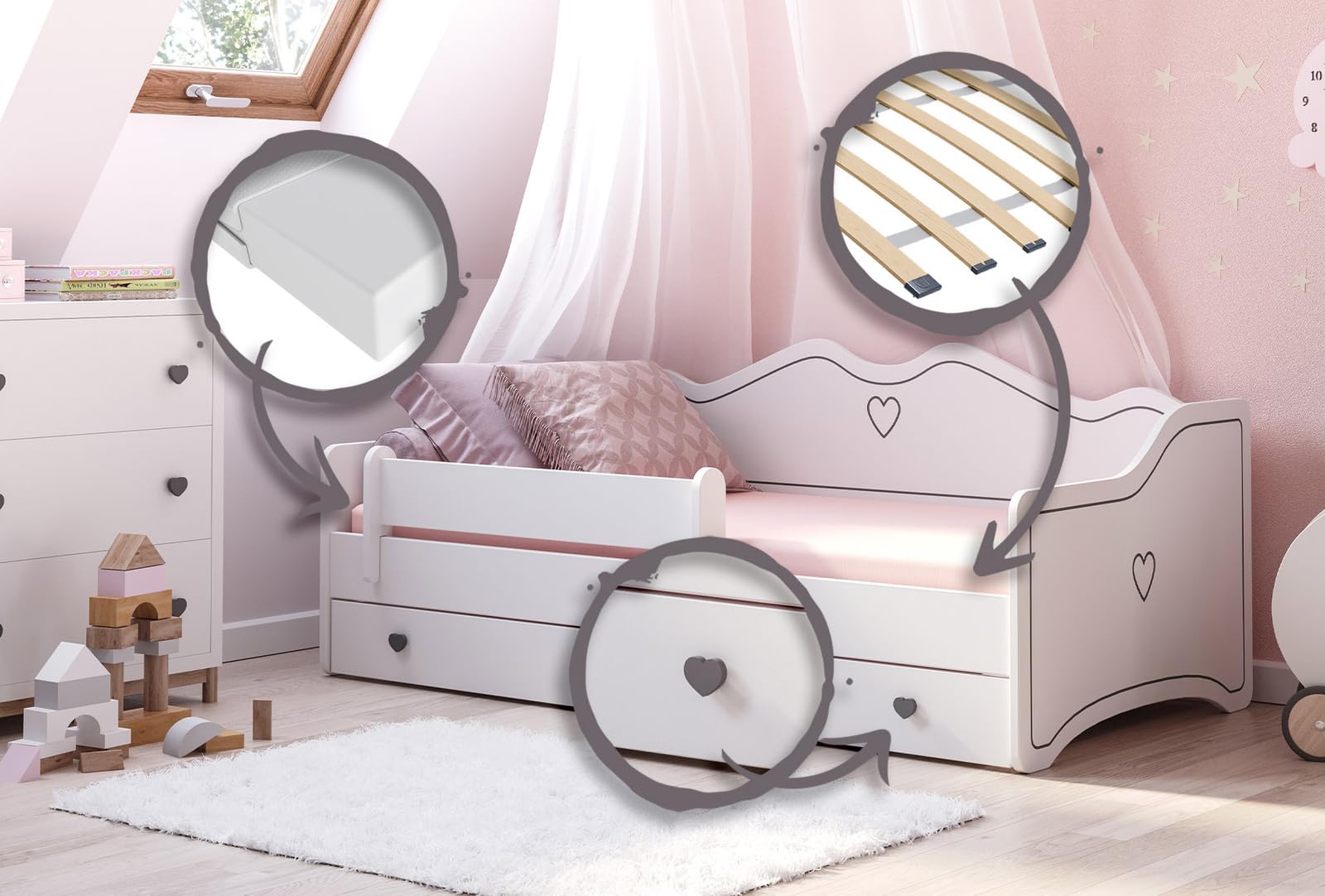 Kobi Lit Enfant Emma 180x80 Gris
