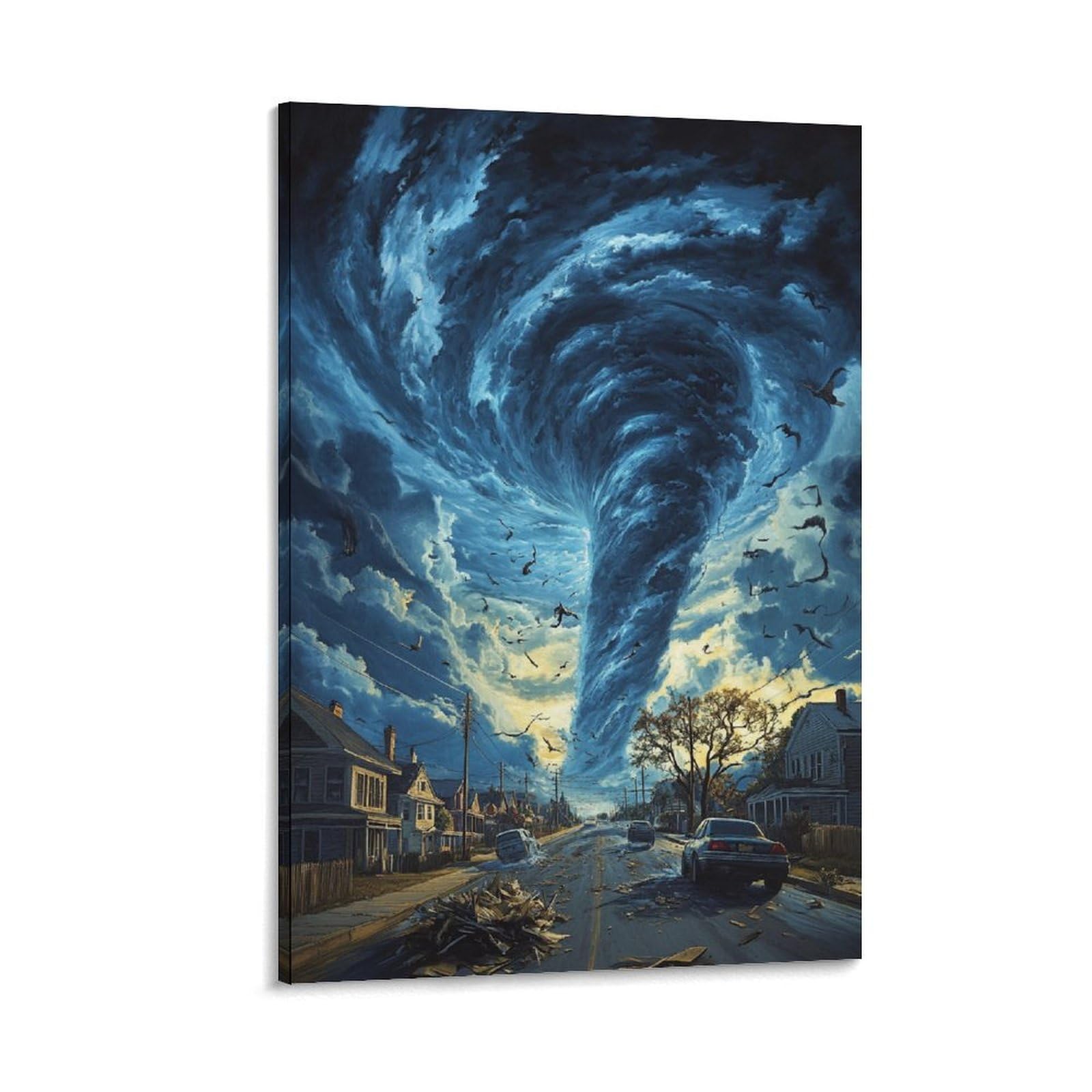KNZVCXUEH Tornado Canvas Wall Art Pictures on Canvas Poster Modern Gallery for Bedroom Office Disaster Strikes Easy to Hang 20x30inch(50x75cm)