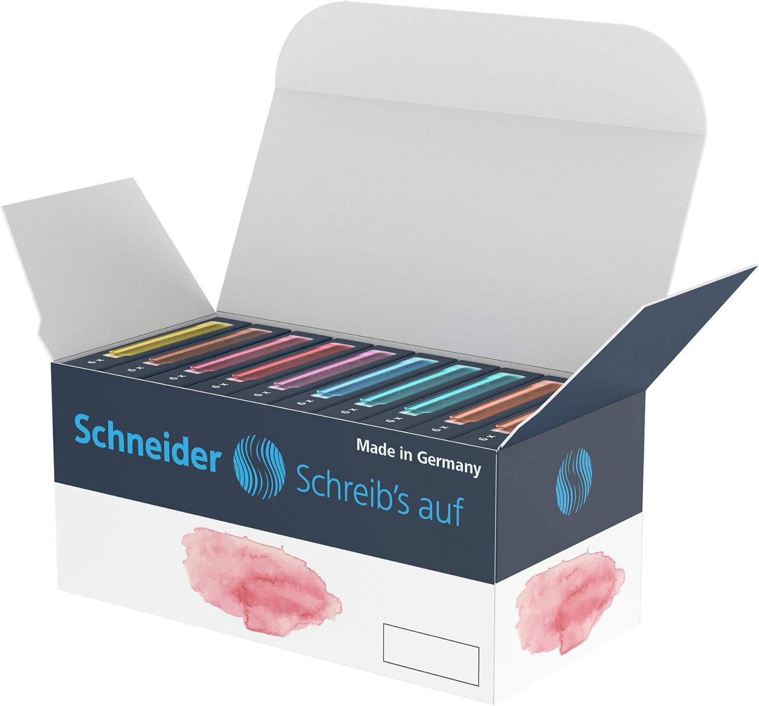 Schneider Callissima 399458 Calligraphy Set (Fountain Pen with 3 Nib Widths, 66 Pastel Cartridges in 8 Colours, Includes Hand Lettering Guidebook) Case Colour: Anthracite
