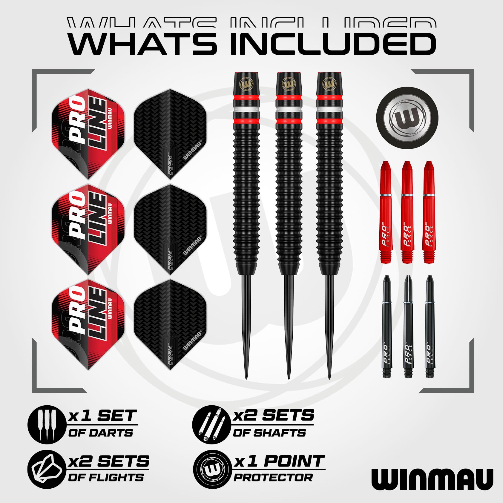 WINMAU PRO-Line – Freccette con Punta in Acciaio al tungsteno – Rivestimento Onyx – Ringed
