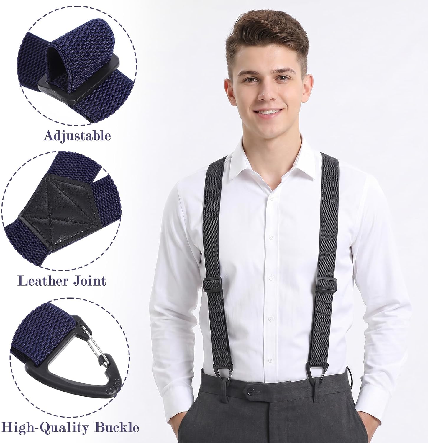 Sibba 4 Pcs X Back Hidden Suspenders for Men, 1.5 Inch Heavy Duty Hiking Suspenders Under Clothing Invisible Belt for Jeans Pants, Invisible X-Back Under Clothing Braces with Adjustable Clips