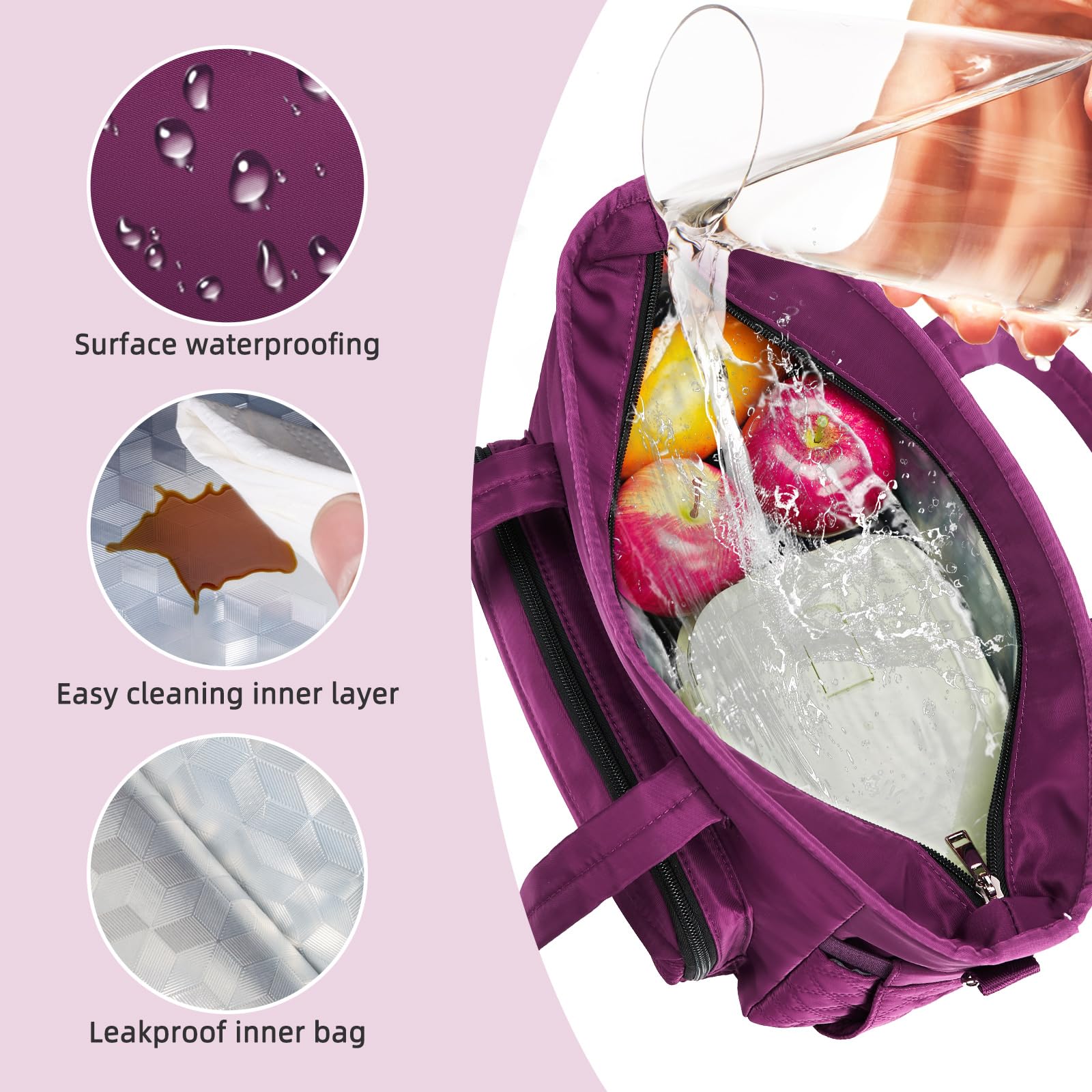 HSHRISH Lunch Bags for Women,12L Insulated Lunch Bag for Women Adults with Adjustable Shoulder Strap and Bottle Holder - Image 4