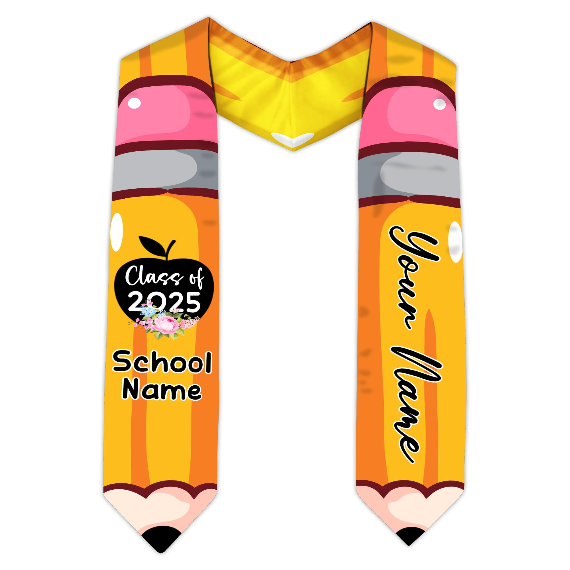 MonkeyVan Personalized Teacher Graduation Stole 2025,Custom Pencil Graduation Stole for Teachers,Class of 2025 Teacher Sash S296
