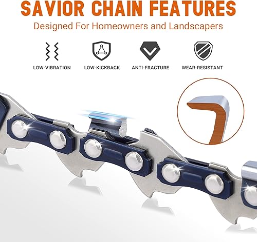 Miniatura 3 de Savior Cadena de sierra de poste de 8 pulgadas para Ryobi P4360 RY43160 P4361 para Makita XCU05 XCU06 Worx WG349 Poulan 810EPT paso 38 pulgadas LP