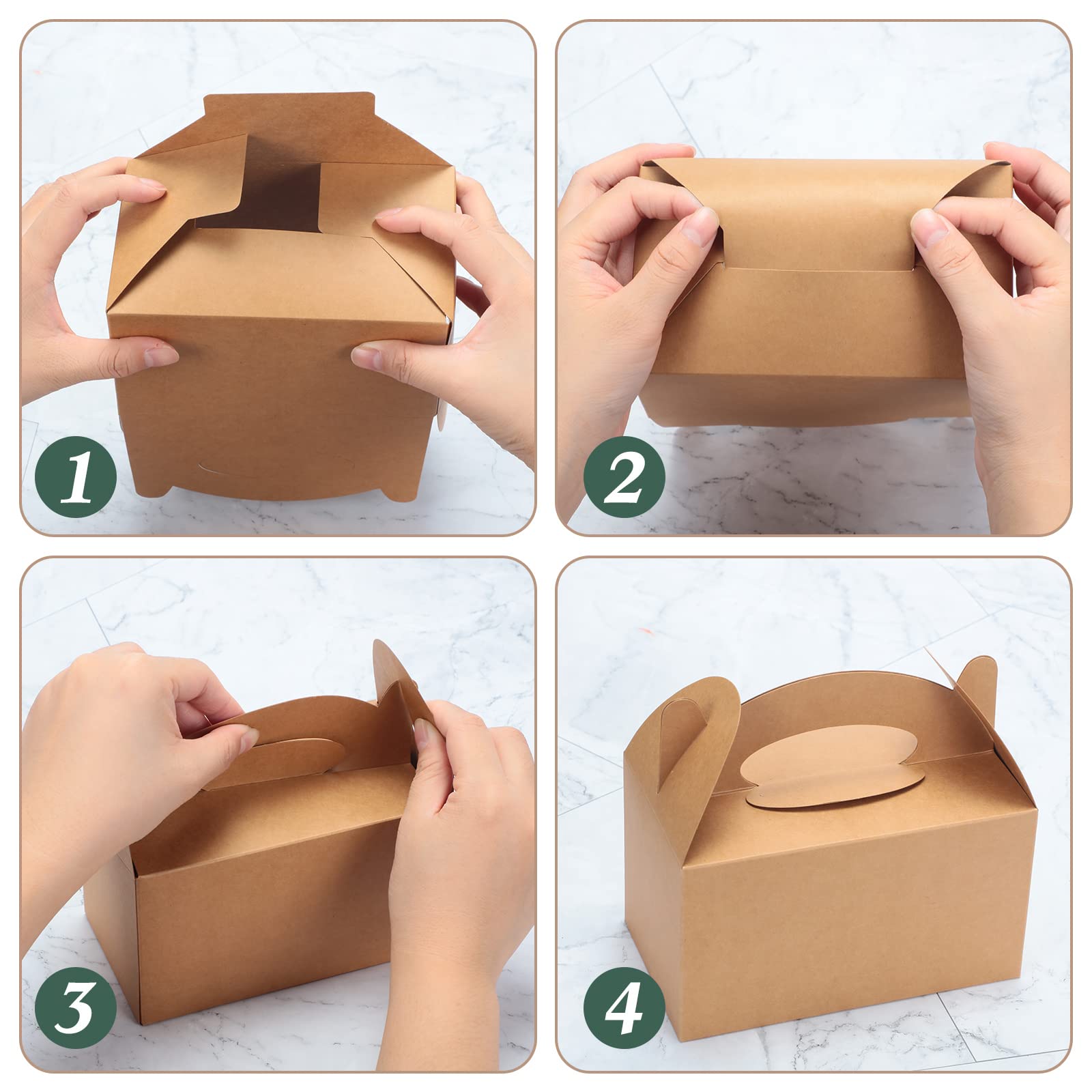 Mimorou Lot de 100 boîtes à friandises en papier kraft avec ficelles et étiquettes pour cadeau d'anniversaire, mariage, fête prénuptiale, 15,7 x 8,9 x 8,9 cm (marron)