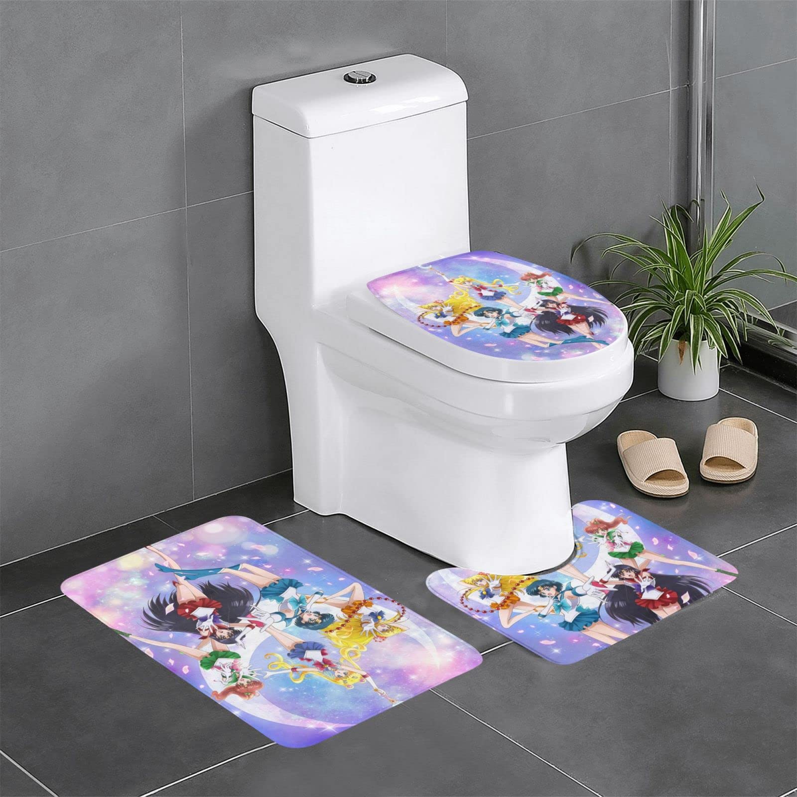 セーラームーン マット 布団カバー トイレタリー　3点セット Amazon｜美少女戦士セーラームーン 3点セット トイレマット フタカバー