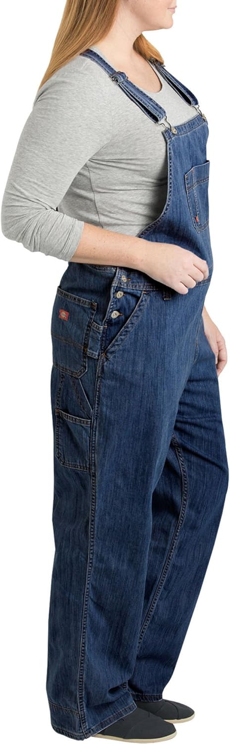 Dickies womens Plus Size Denim Bib Overall - Image 4