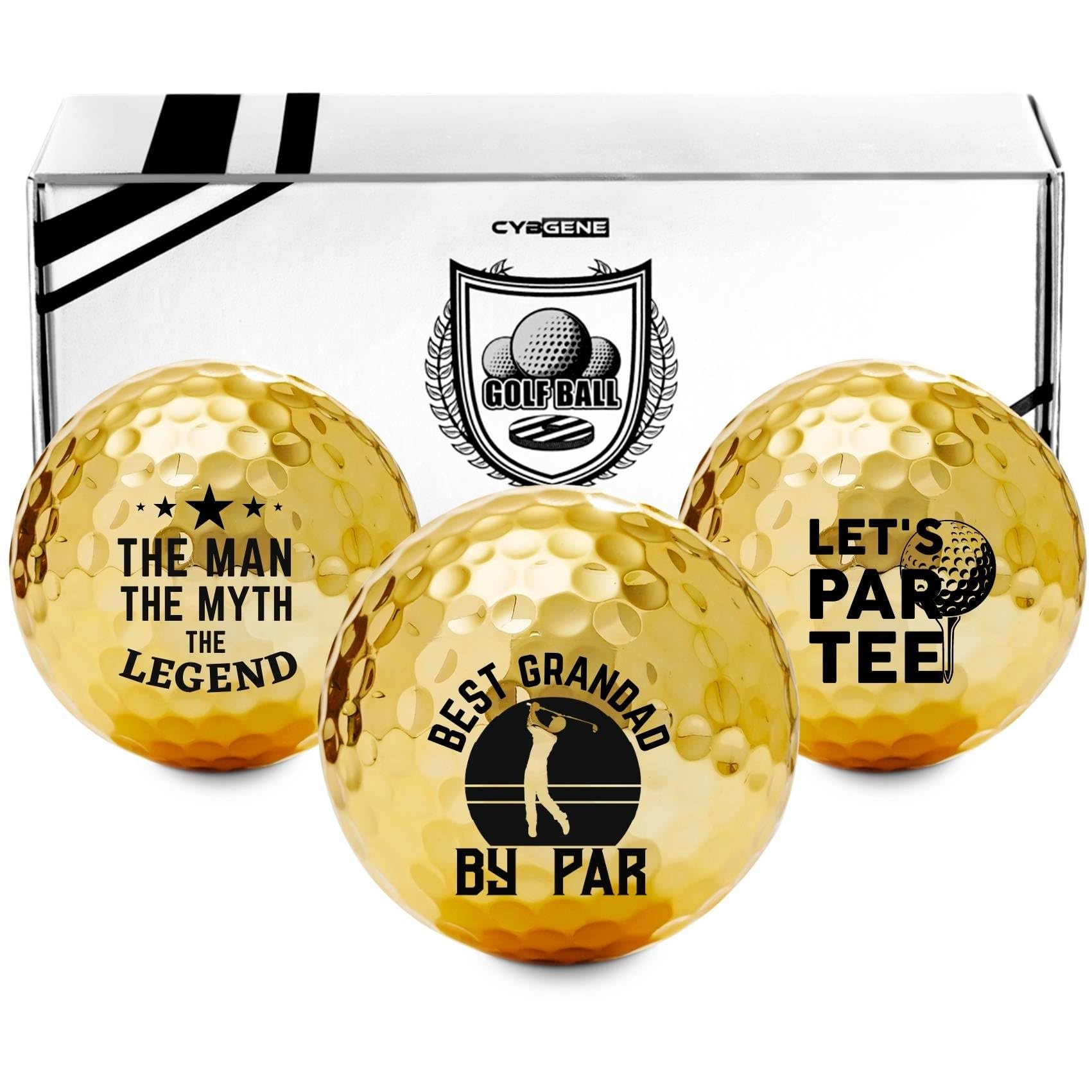 CybGene Funny Grandad Gifts Golf Balls Set for Men or Him, Perfect for Grandad, Coworkers, Boss, Golfers, Golf Lovers for Birthday & Father's Day - Gold