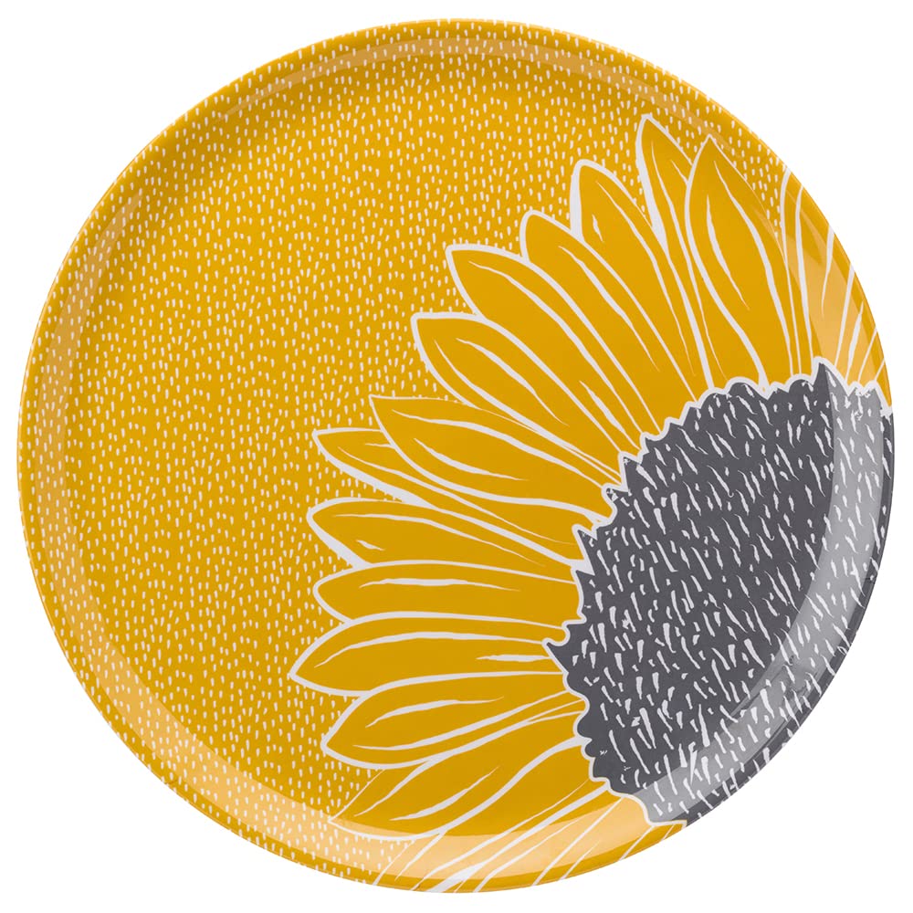 English Tableware Company Artisan Flower Round Tray โ Sunflower Print Melamine Serving Tray โ Large Decorative Kitchen & Dining Tray for Drinks, Food & Tableware โ 36cm