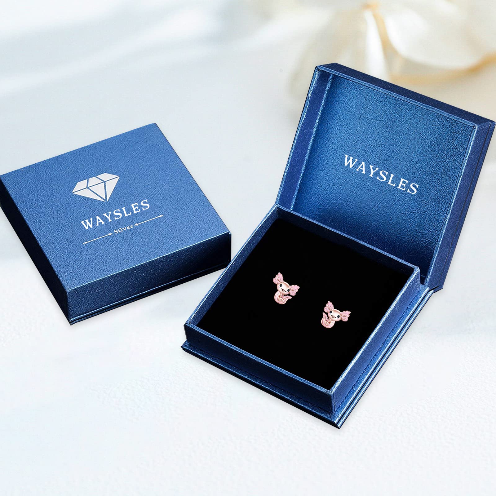 Axolotl Boucles d'oreilles à tige en argent sterling 925 hypoallergéniques en forme d'animal mignon Rose