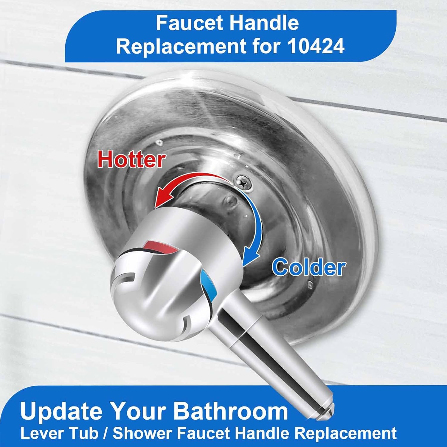 10424 Single Lever Faucet Handle Replacement, Compatible with Delta 1700 Series Monitor Tub and Shower Faucets, 5 in H X 2 in W Shower Handle Replacement, Polished Chrome