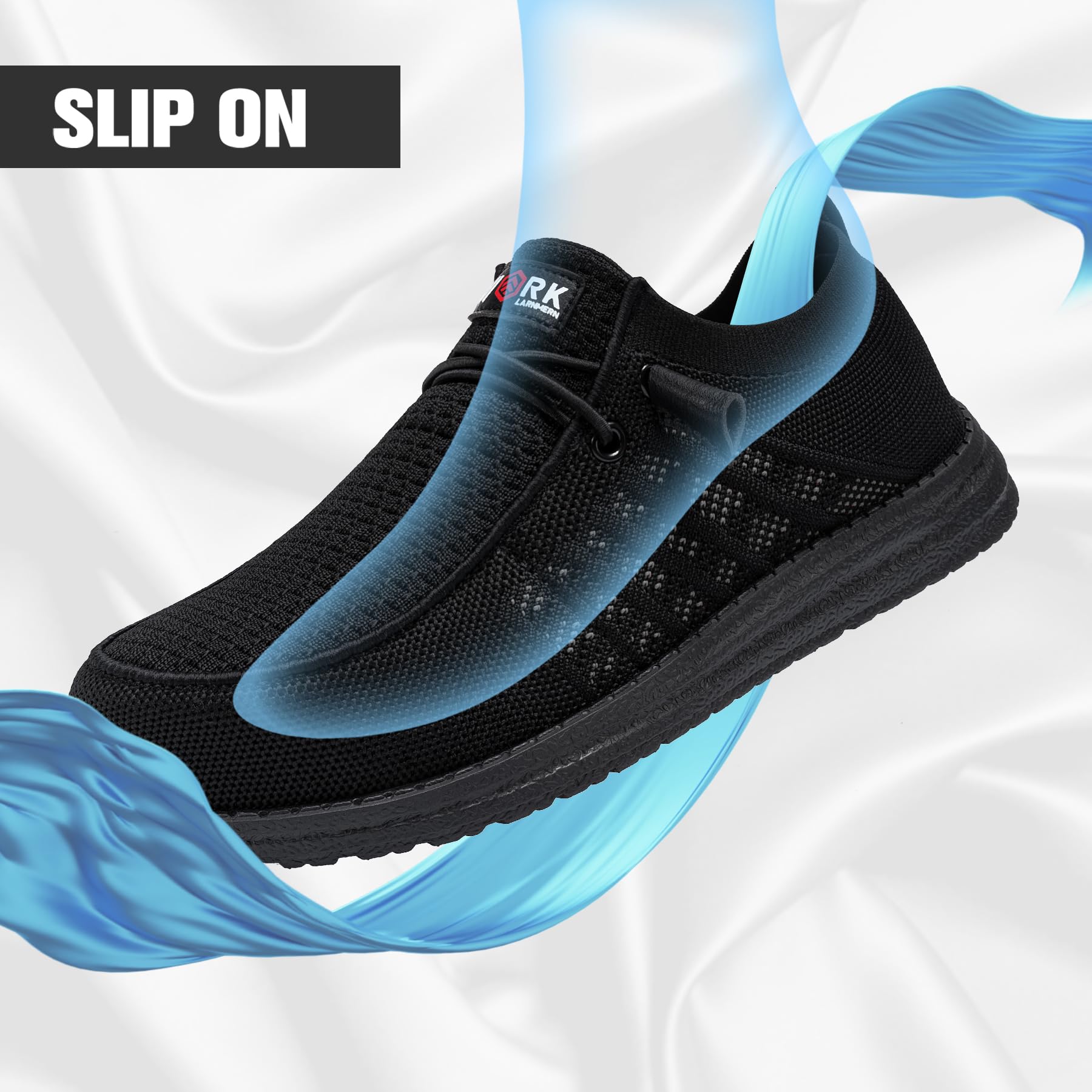 Snapklik.com : LARNMERN Slip On Steel Toe Shoes Men Lightweight ...