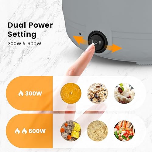 Miniatura 3 de Olla eléctrica caliente con vaporizador, cocina rápida de ramen, mini olla eléctrica de autocalentamiento portátil de 1.8L para cocinar fideos,