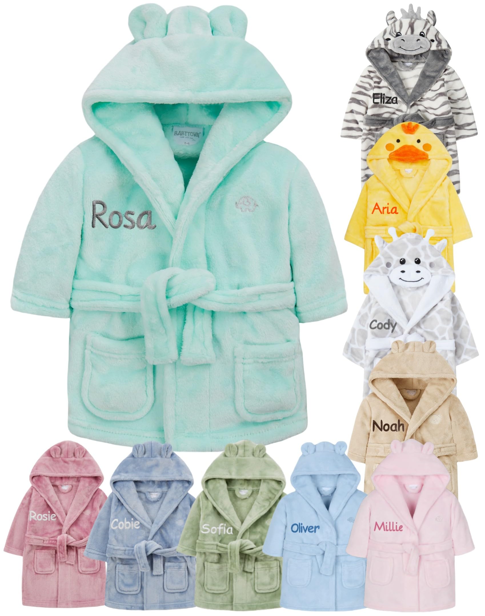 Gembroidery Personalised Baby Bathrobe Hooded Fleece Dressing Gown Super Soft Gifts Bath Robe For Boys Girls Cute Teddy Ears 0-4 Years — view 12