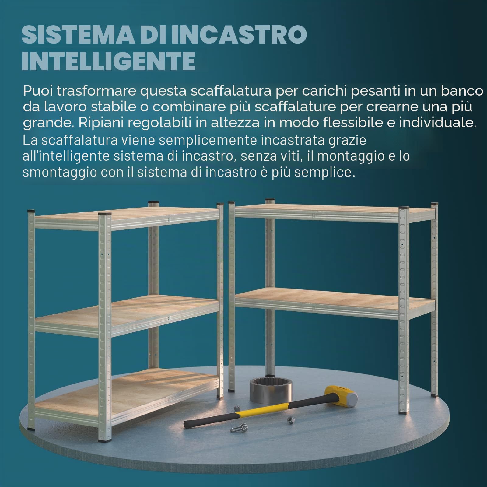 Deuba MONZANA® Scaffale in Metallo 2pz 160x90x40cm 700kg Scaffalatura Officina Magazzino 5 Ripiani MDF