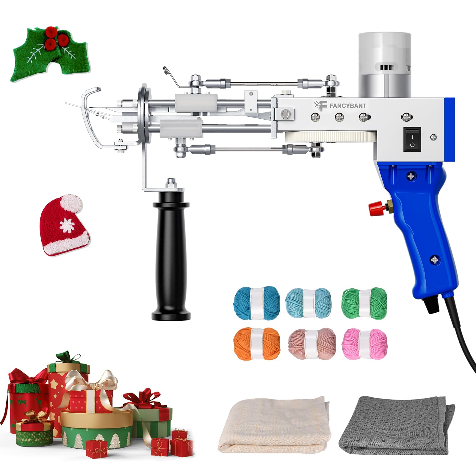 Tufting Gun Set Elektrische Touffetpistole, Aomdom 7-21 mm, 2-in-1, Basteln zu Hause, mit Wollgarn und Tufting Leinwand und Anfängern für Handwerk, Teppich, Kleidung