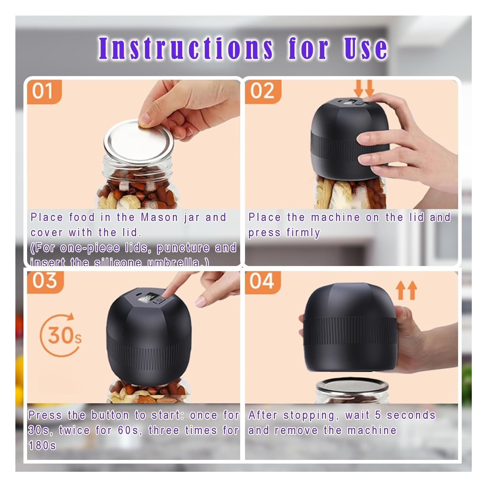 Kit De 2 Selladores Al Vacío Eléctricos Automáticos For Tarros Cocina (máquina Bombeo Con Tapas) For Conservación Alimentos Buen Efecto De Sellado(Khaki)