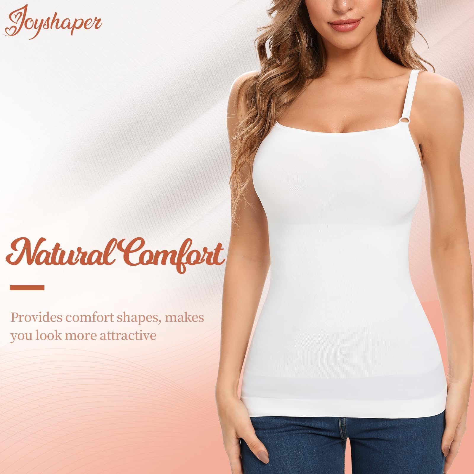 Joyshaper Débardeur à Bretelle Femme Basique Caraco Réglables Camisole Top sans Manches Hauts Sculptants Ventre Plat