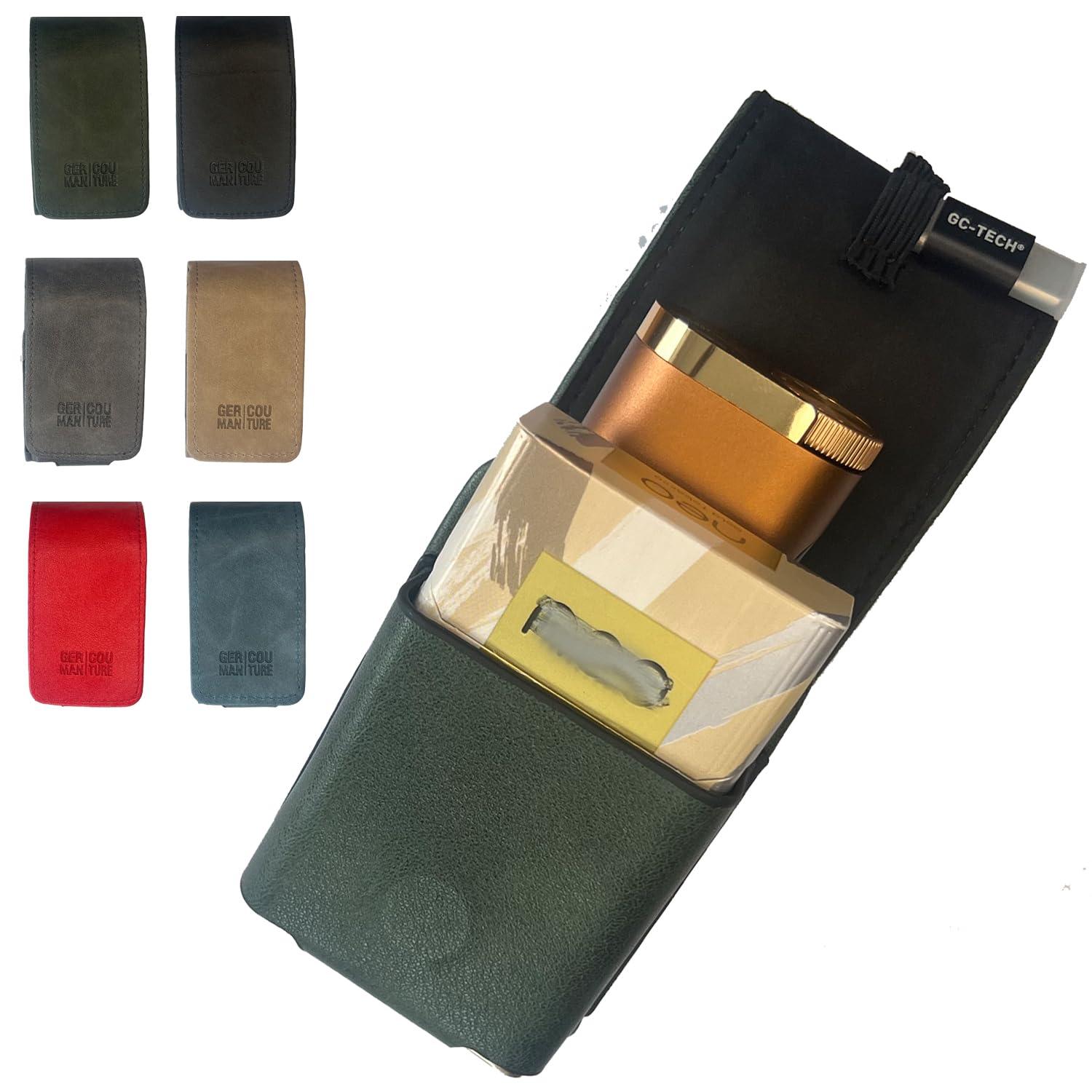 GC German Couture Carry Bag Case Compatible with GLO Hyper Pro + Air Tobacco Heater Neo/Veo Sticks Accessories Protective Case Starter Set Including USB-C Charging Stick Green