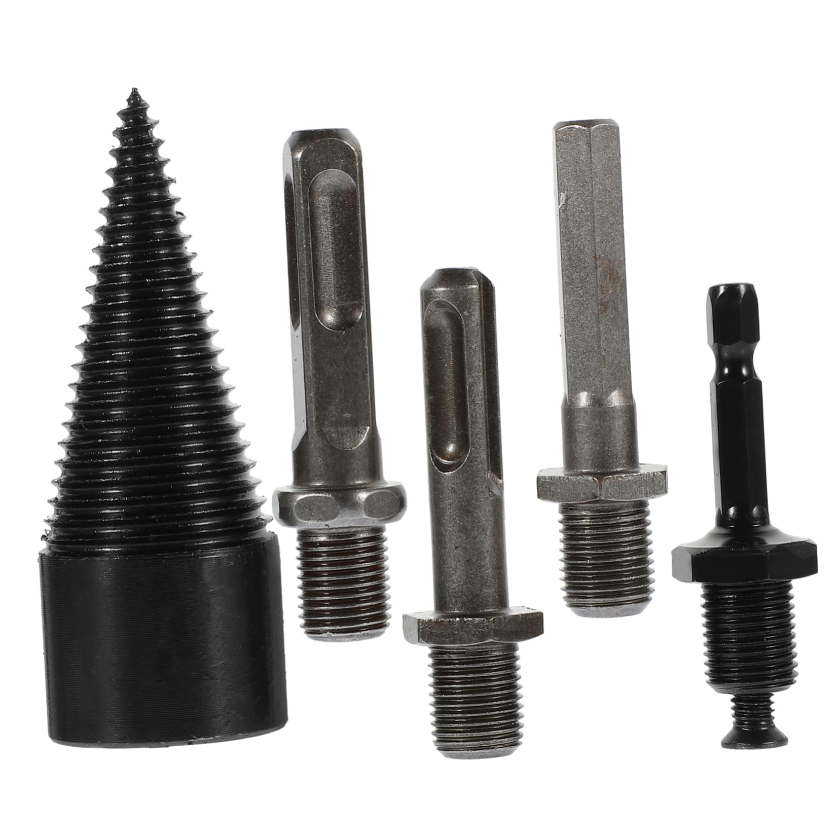 UPKOCH 3 Set Set Di Bit Trapano Legna Da Ardere Coni Per Punte Da Trapano Per Legno Punta Da Trapano Per Spaccalegna Coni Spaccalegna Acciaio Carbonio Black 5 Pezzi*3