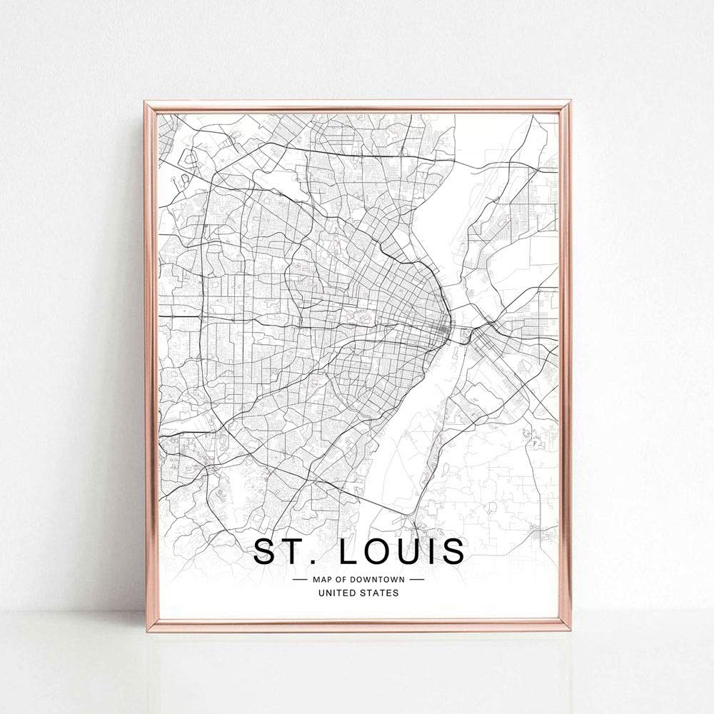 Amazon.com: ZEARPT St. Louis City Street Art Print, Black and