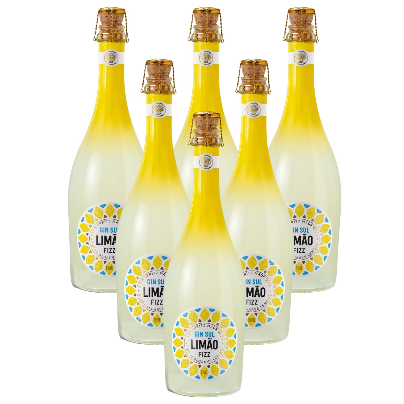 GIN SUL– 6 x 0,75l Limão Fizz 10,5% Vol. – Erfrischendes, servierfertiges Gin Fizz Mixgetränk mit frisch gepresstem Zitronensaft – Perfekt als Aperitif
