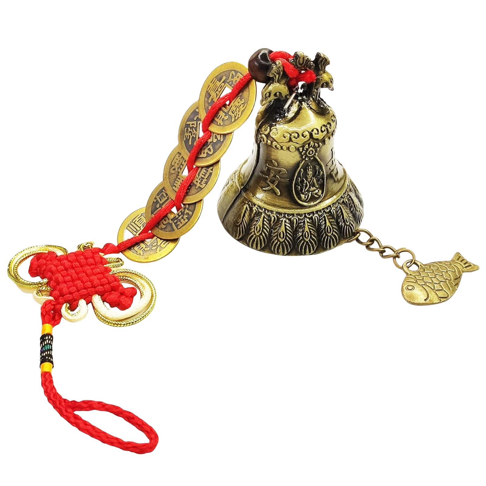 Wind Chimes for Garden, Chinese Feng Shui Bell Lucky Metal Wind Chimes Garden Ornaments Outdoor Decorations for Wealth and Safe (Bell)