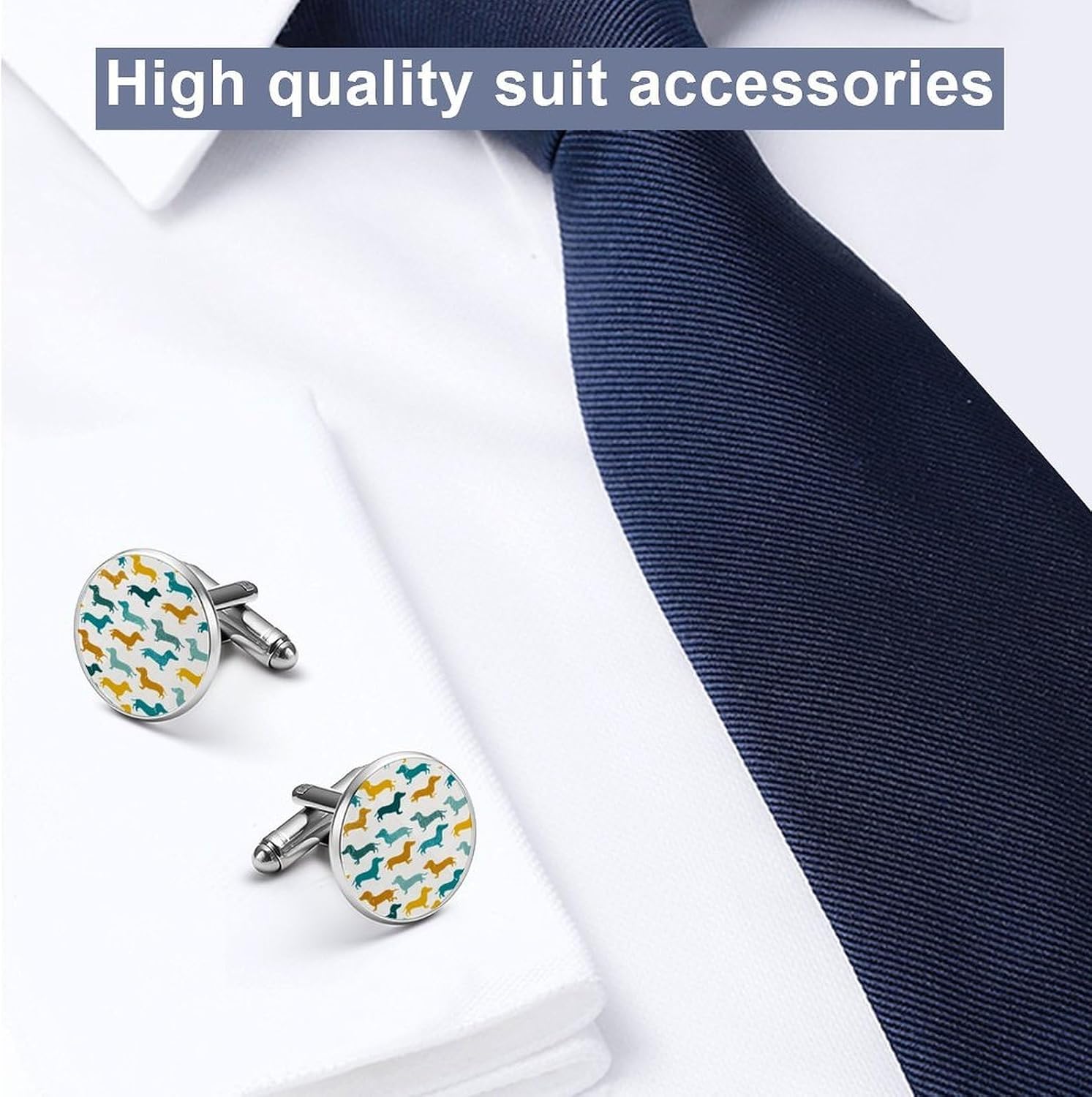 Dachshund Dog Pattern Men's Cufflinks Shirt Accessories Classic Alloy Cuff Link for Party Business Wedding