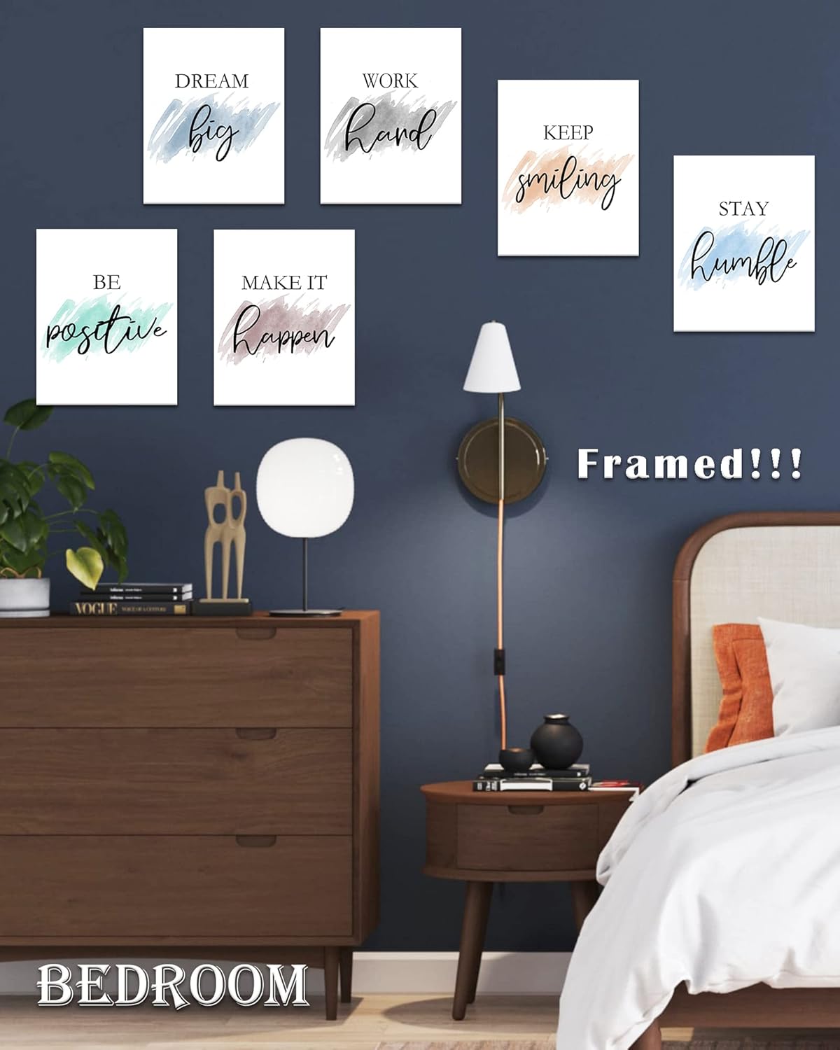 Framed Motivational Canvas Wall Art Set for Kids - 8" x 10"