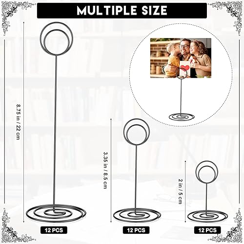 Miniatura 9 de Teling 36 soportes para números de mesa, 3 tamaños, soporte para tarjetas de lugar, números de nombre, menú, nota, tarjeta de imagen, clip