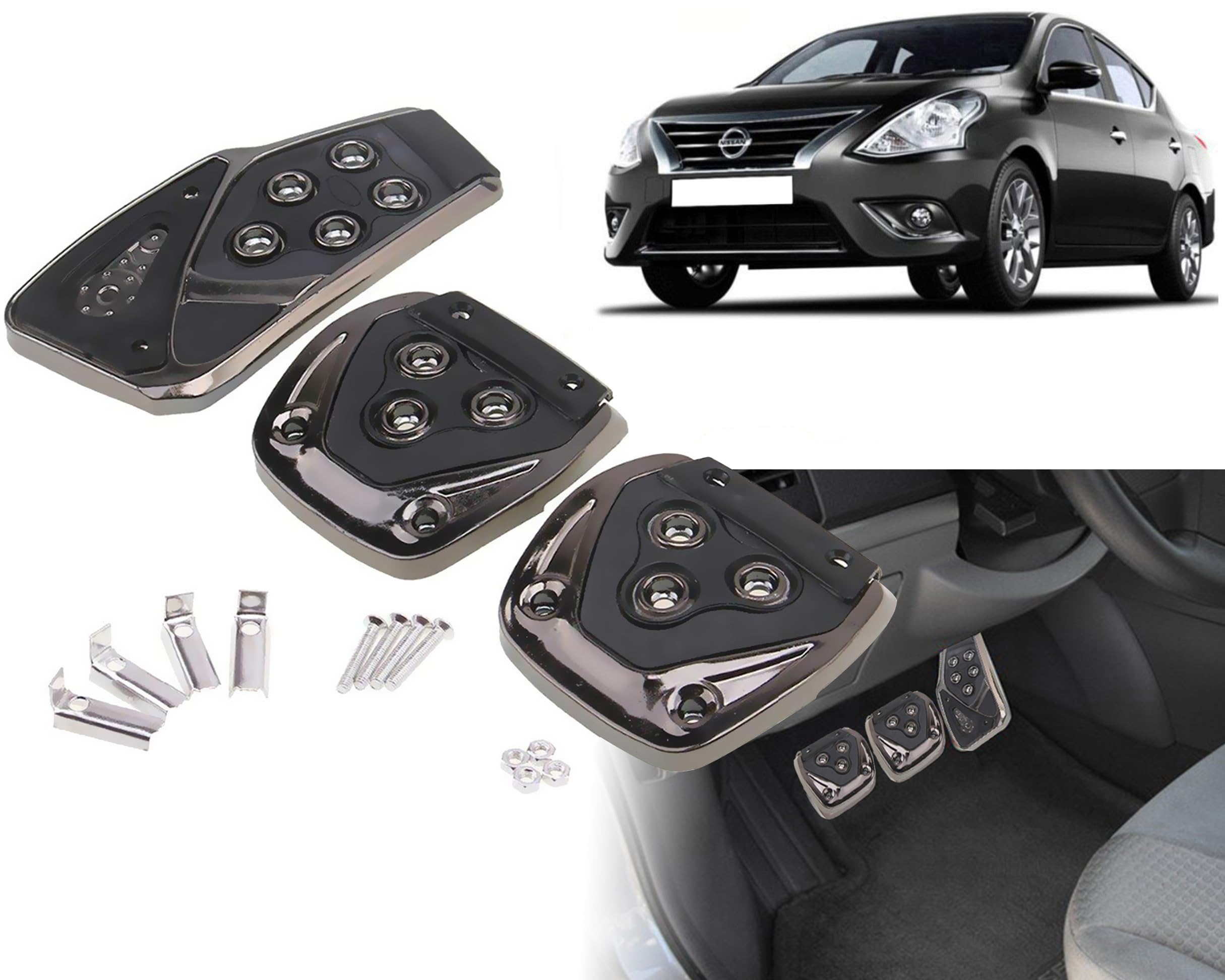 3 Pcs Black Non-Slip Manual Car Pedals kit Pad Covers Set for Nissan Sunny New-picture-34