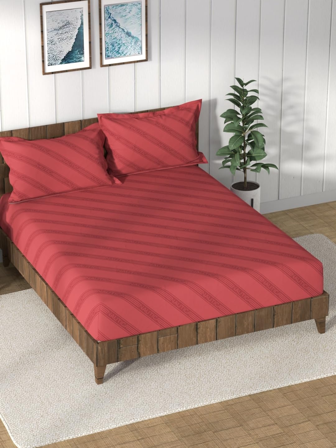Nautica Super Soft 100% Cotton King Bedsheet and 2 Pillow Covers -3pc Set (Bristol) Ornamental-red (B0CTKMBZQB) Amazon Price History, Amazon Price Tracker