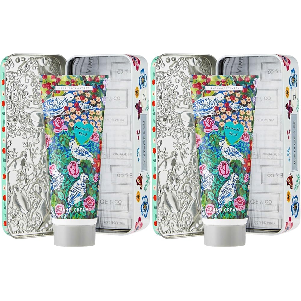 Vintage & Co Beauty X Nathalie Lete Myrtle Woods Cosmetic Pouch Set | 30ml Hand Cream & 15ml Hand Spray | Cruelty Free & Vegan Friendly | Travel Friendly Sizes | 3 x 30ml