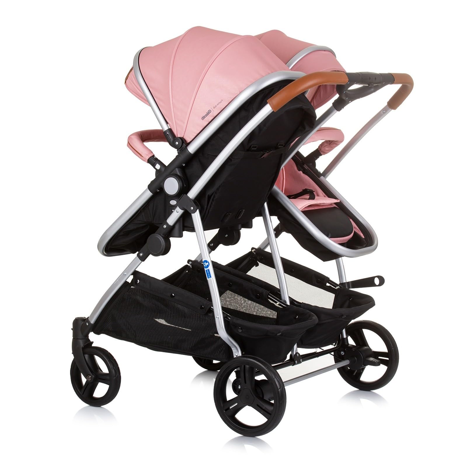 DUO SMART Poussette jumeaux ou enfants rapprochés largeur 79 cm Flamant rose sans cosy