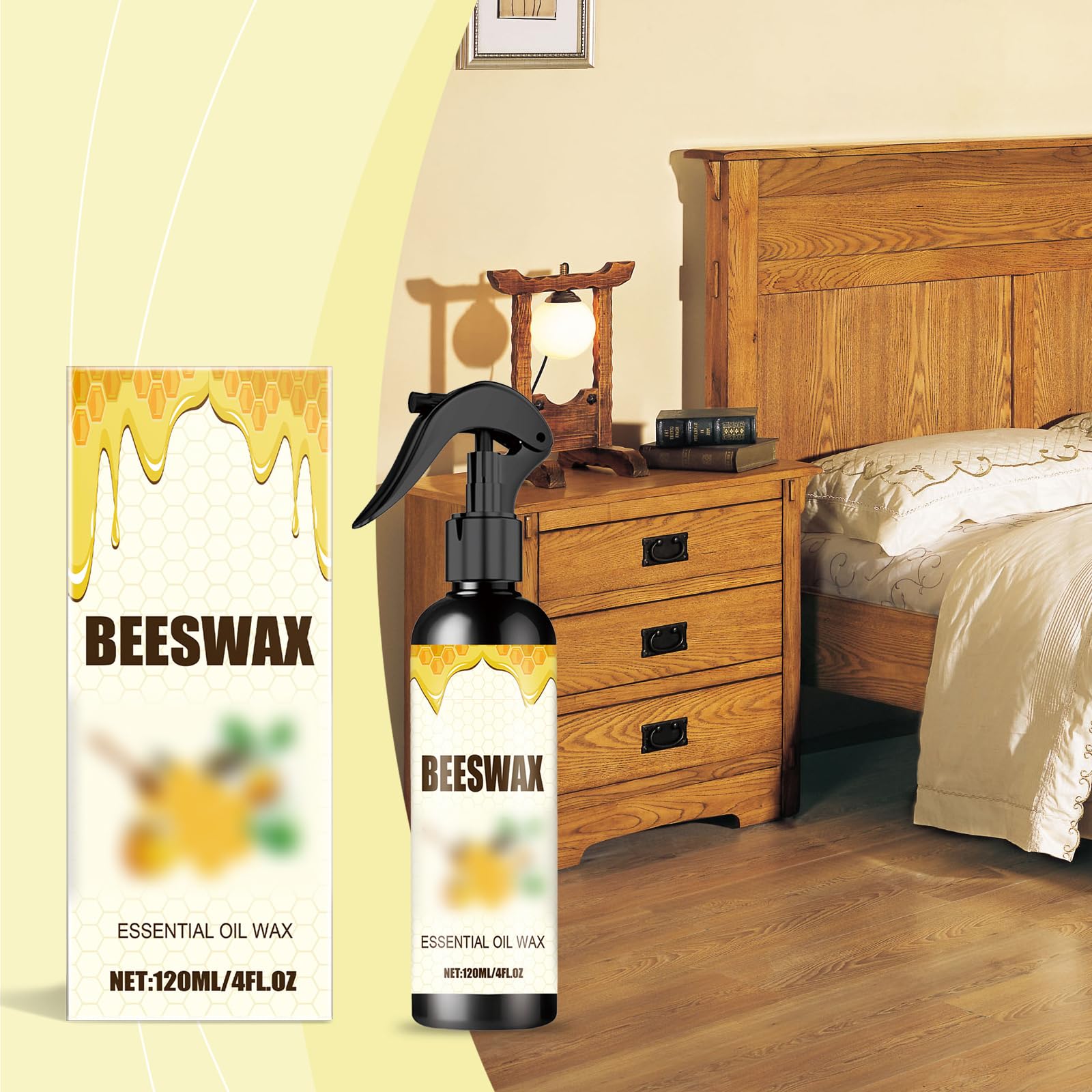 Spray para pulir muebles con cera de abejas - Spray para pulir madera con cera de abejas natural - Mist de cera con aceite esencial de cera pura, aerosol para pulir muebles con luz (8 botellas)