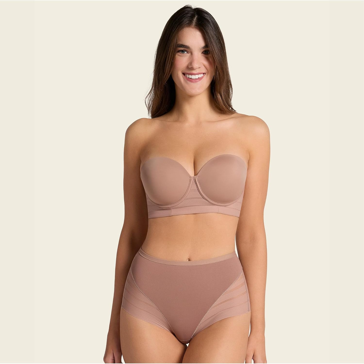 Leonisa High Waisted Invisible Tummy Control Shapewear for Women - Stripe Lace Ladies Underwear Panties - Image 2