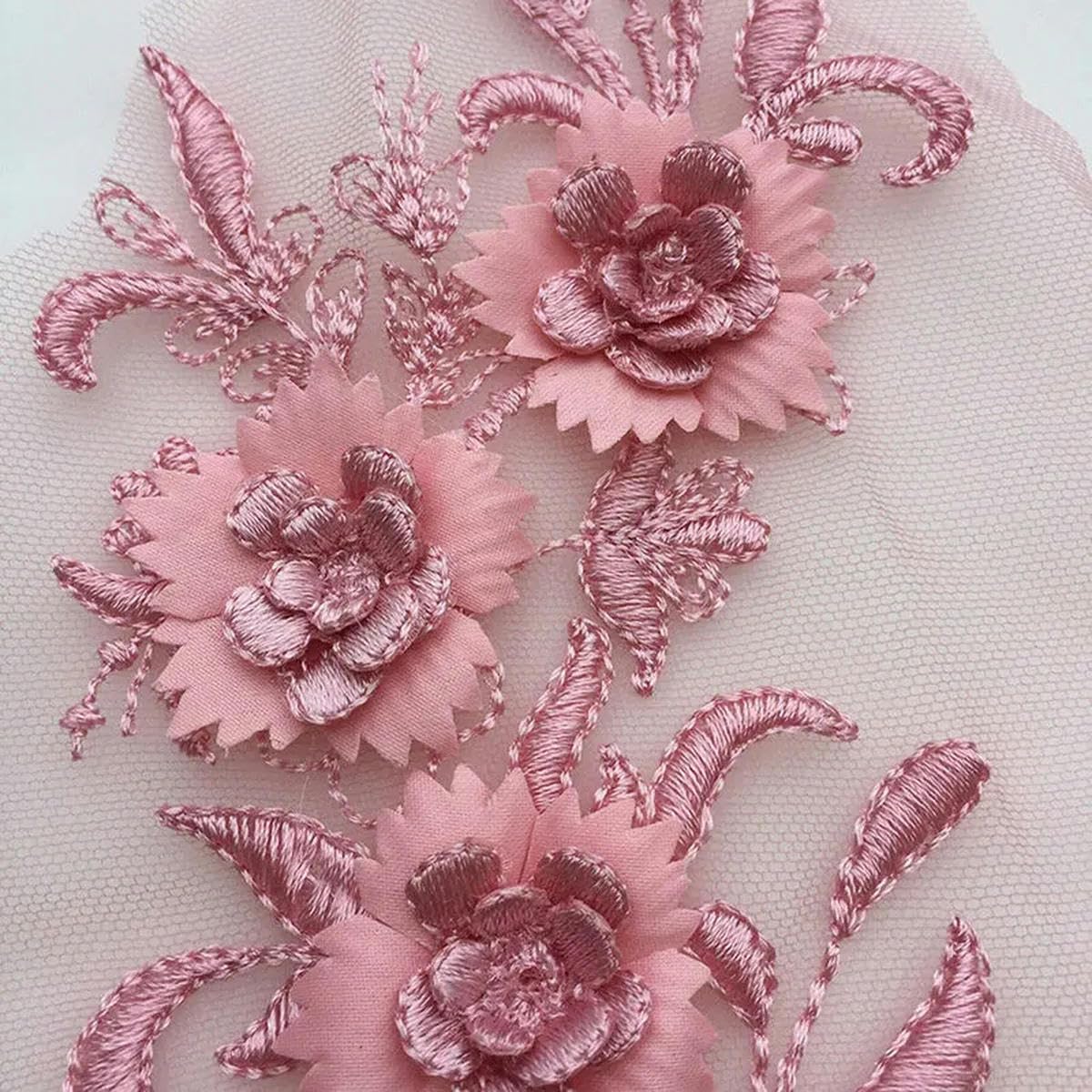 HONGYO 3D Bloem Kralen Geborduurde Bruiloft Kant Stof Applicaties Naaien Patch Voor Trouwjurk DIY Decor 33 x 28 CM