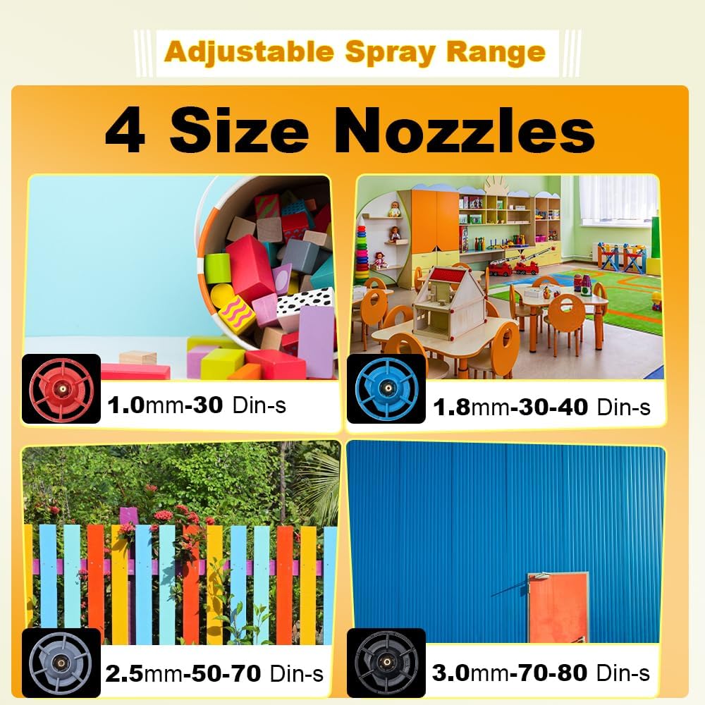 Cordless Paint Sprayer Compatible with Dewalt 20v 60v Flex Batteries (Tool Only) 200W HVLP Paint Gun, 3 Spray Patterns & 4 Size Nozzles for Cabinets,Walls,Furniture,House Painting
