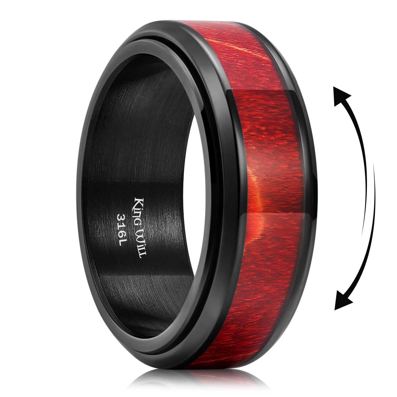 King Will 316L Stainless Steel Spinner Ring for Men Women- 8mm Width Fidget Ring with Dragon/Celtic Knot Pattern, Stress Anxiety Relief Comfort Fit Wedding Band