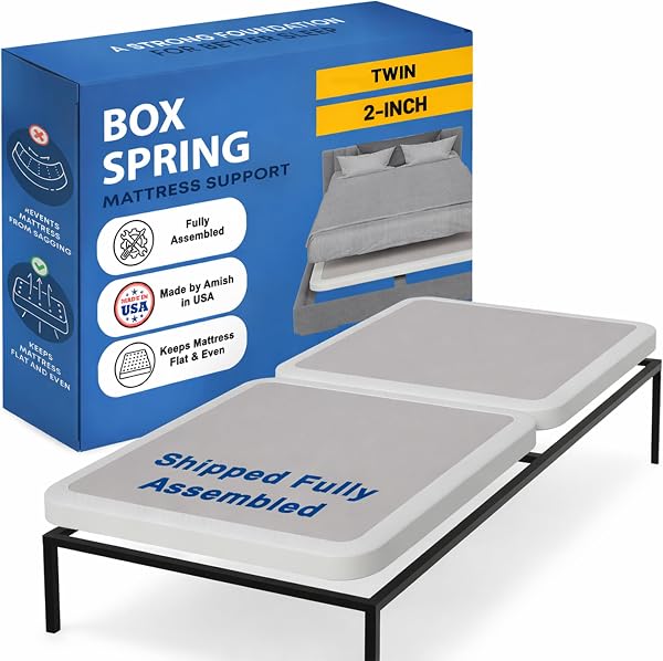 Greaton, Box Spring Bed Base, Wood Mattress Foundation – Amish Made in USA – Quiet Noise Free, 2 or 4-Pieces Under M