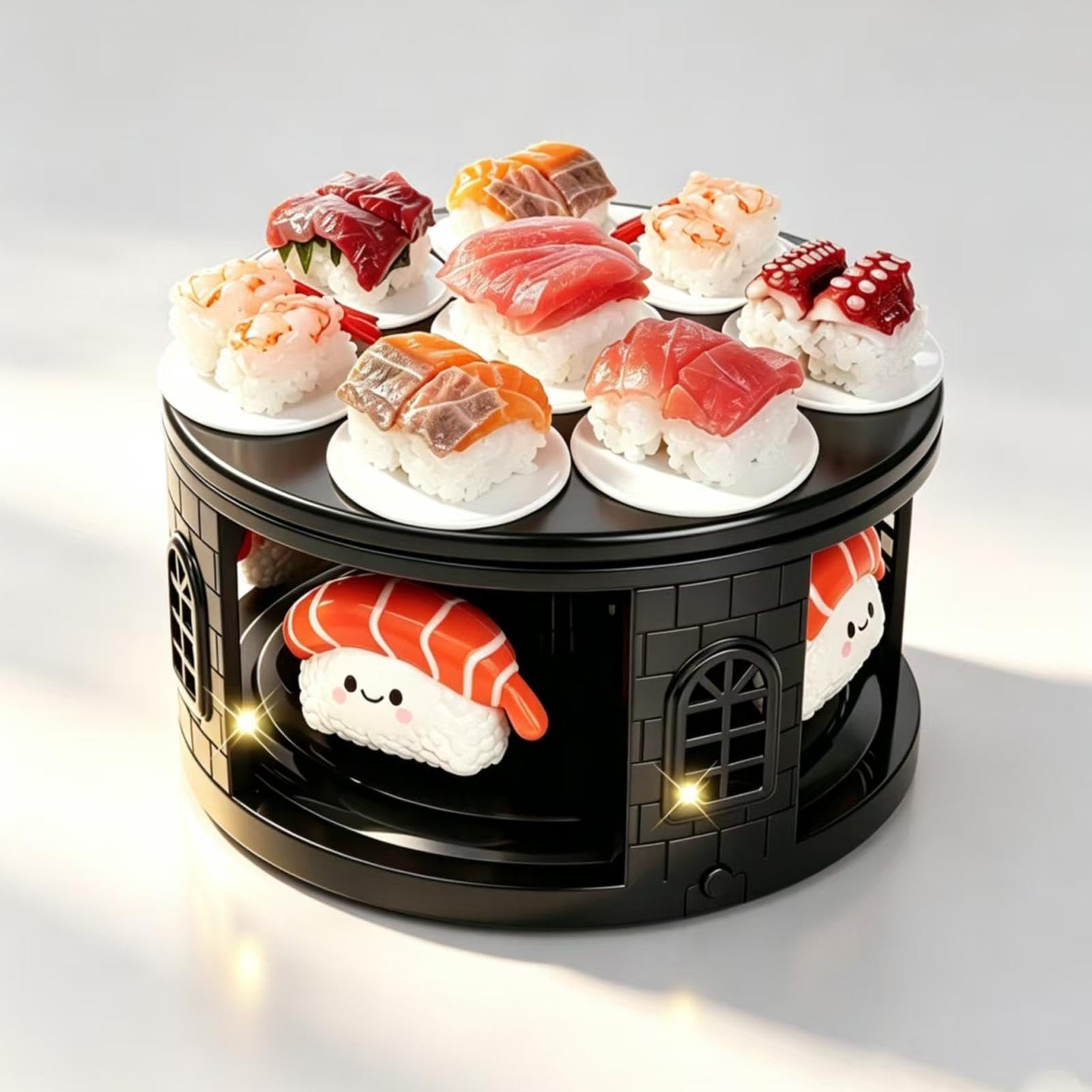 Taca Do Sushi Obrotowe Automatyczne Naczynia Serwujące z 8 Wyjmowanymi | Prezentacja Sushi na Grillowanie Przyjęcia Brunch Kolacje Święto Dziękczynienia Boże Narodzenie Halloween