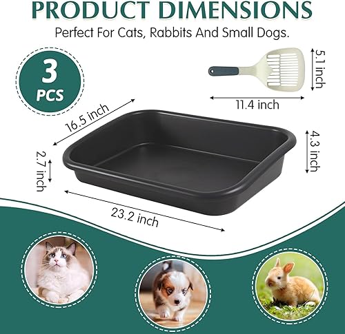 BNOSDM Caja de arena de entrada baja para gatos mayores, 3 piezas, caja de arena grande para gatos, tapa de apertura baja, bandeja de arena para