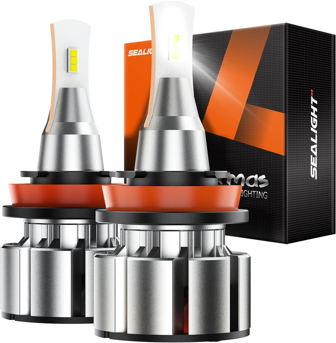 SEALIGHT Newest & Brightest H11/H9 Light Bulb, 24000LM 900% Super Brighter, 1:1 Halogen Size H11/H8/H16 Fog Light Bulbs, 60000Hrs Lifespan, 6000K White, Plug and Play, Pack of 2