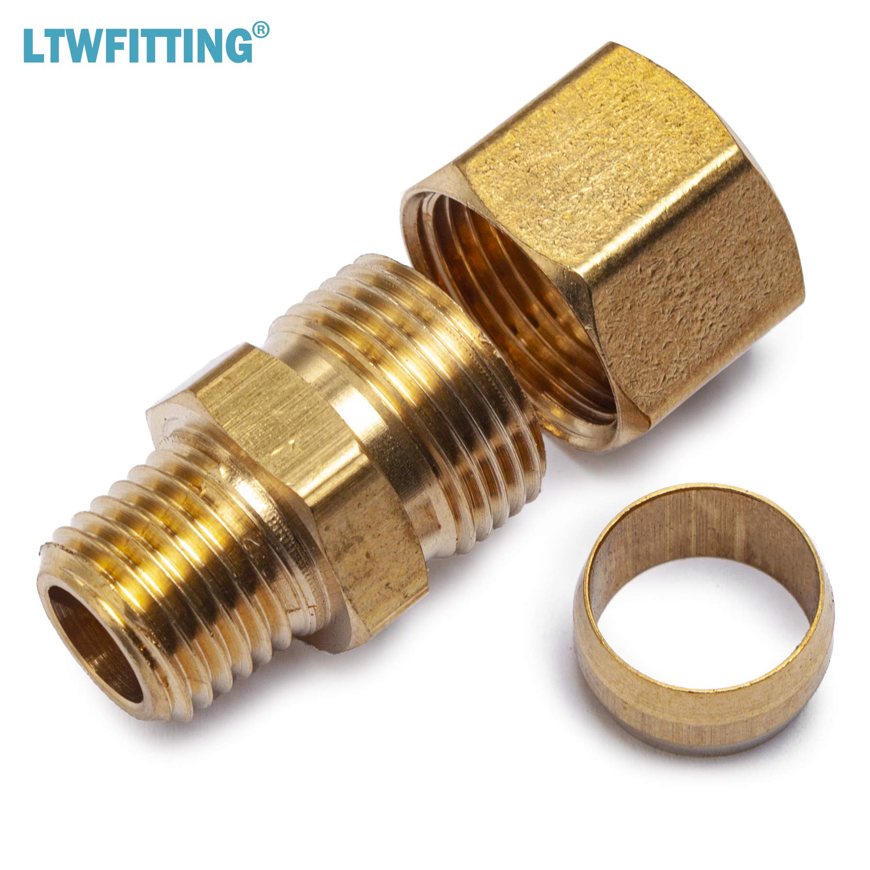 LTWFITTING Brass 1/2 OD x 1/4 Male NPT Compression Connector Fitting(Pack of 200)