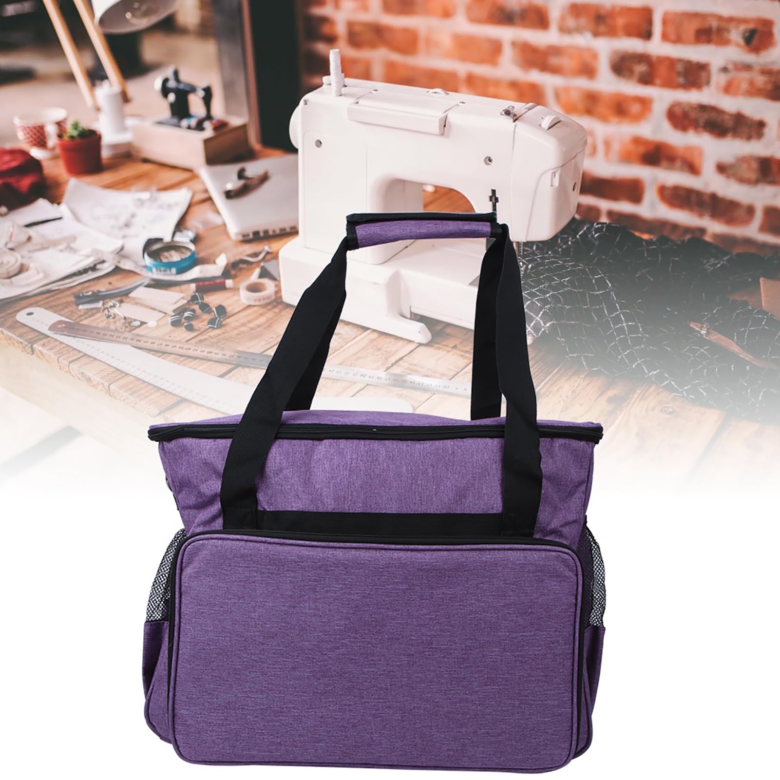 Bolsa De Almacenamiento para Tejer, para Organizador De Lana De Hilo, Agujas De Tejer De Tela Oxford 600D, Gancho De Ganchillo, Material Duradero, Gran Capacidad, Diseño (Púrpura)