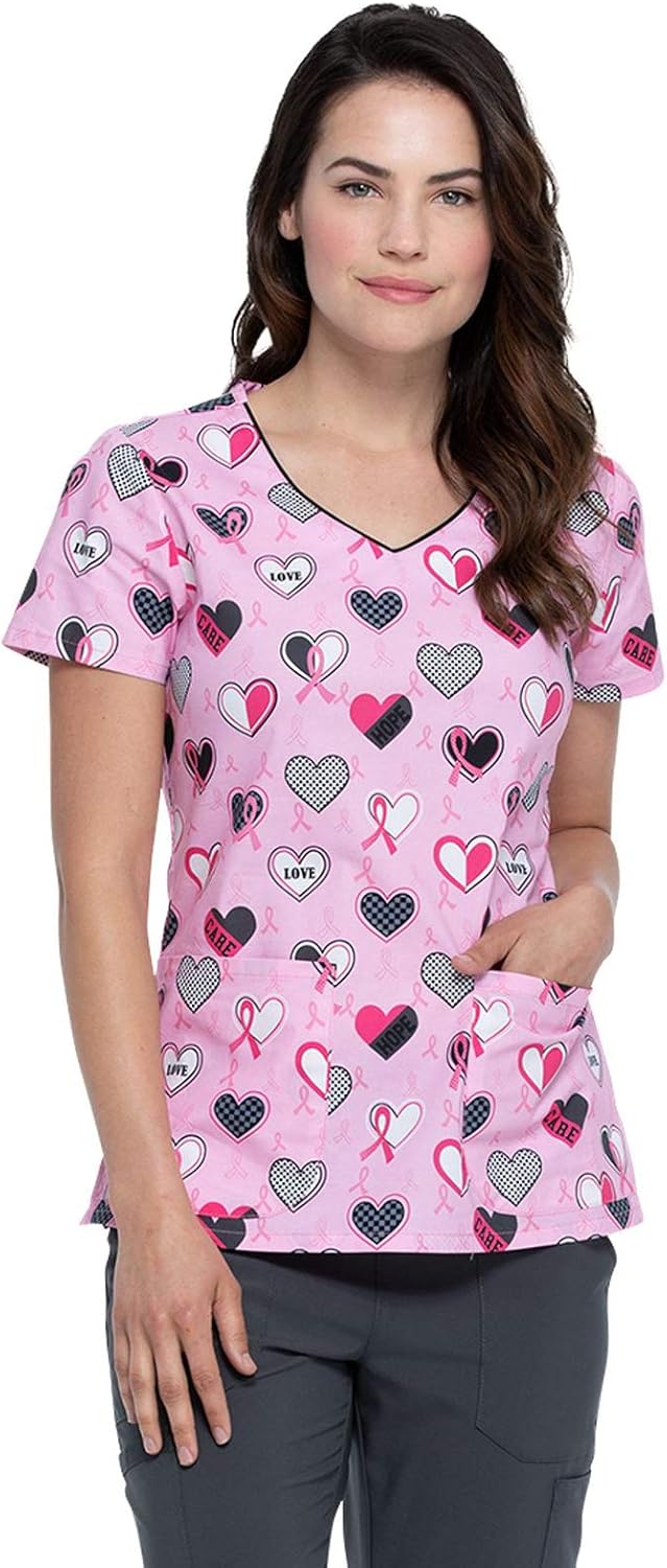 Dickies EDS Prints DK700 Women's V-Neck Top, Actively Care, X-Small