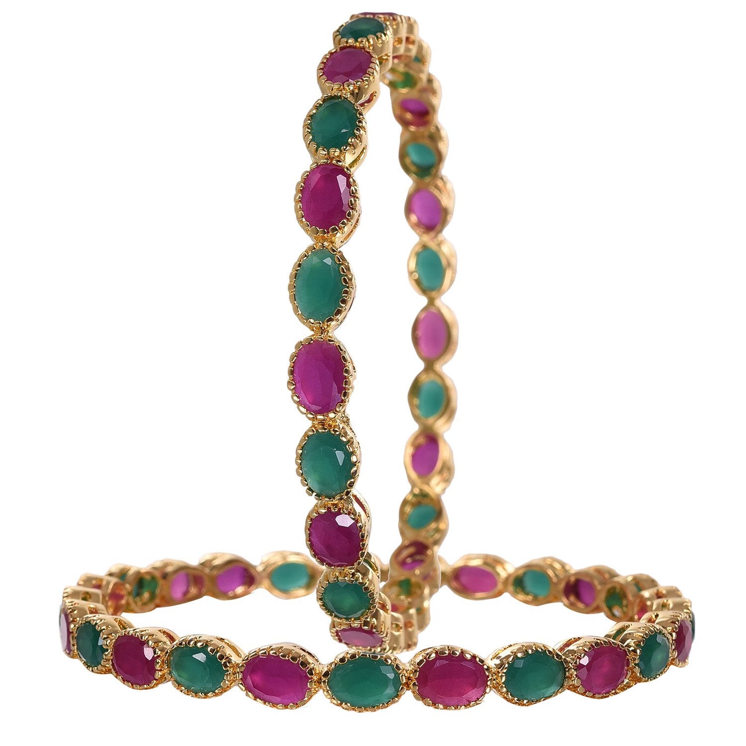 Ratnavali jewels American Diamond Studded Gold Plated Traditional Ruby Red Emerald Green CZ/Diamond Bangles for Women/Girls RV1940 (B075KHPK2M) Amazon Price History, Amazon Price Tracker