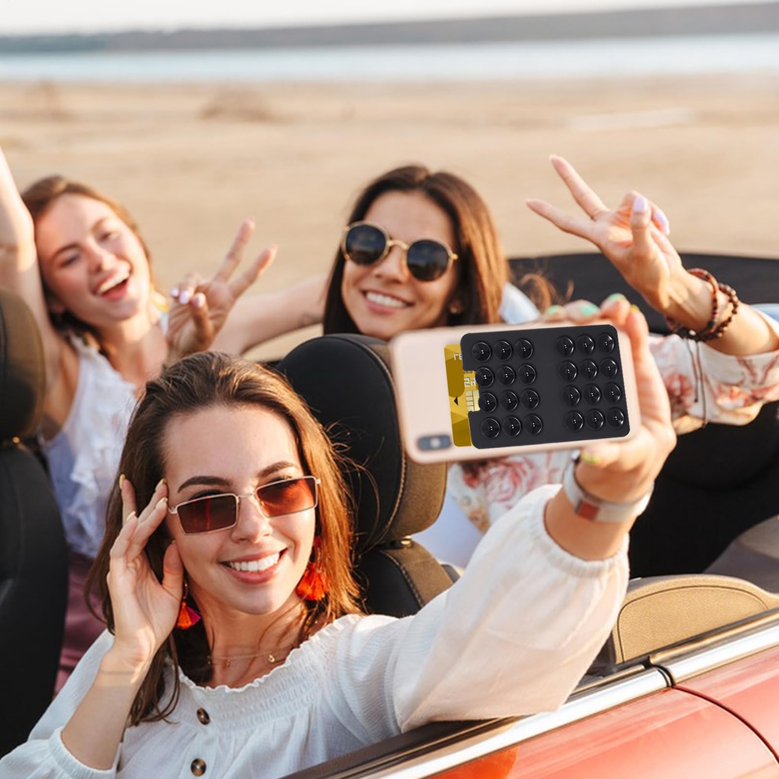 Generisch Support de carte de téléphone avec ventouse - Support de carte autocollant pour téléphone - Outil de fixation fiable pour fenêtre, mur, douche et miroir
