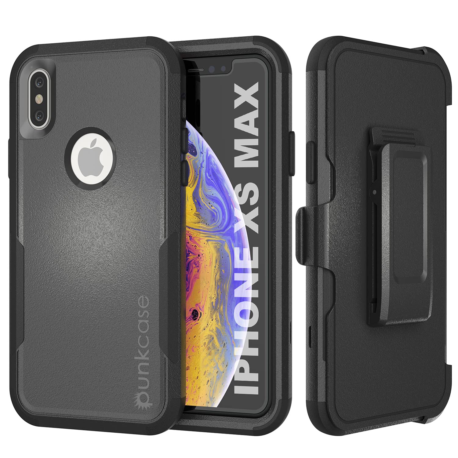 Punkcase for iPhone Xs Max Belt Clip Holster Case [Patron Series] 4-1 Rugged & Protective Multilayer Phone Cover W/Integrated Kickstand for iPhone Xs